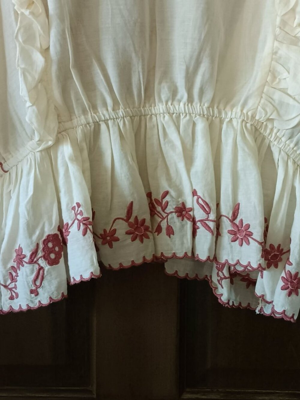CALYPSO ST. BARTH Cream and Pink Embroidered and Ruffled Peasant Blouse Size S - Picture 12 of 15